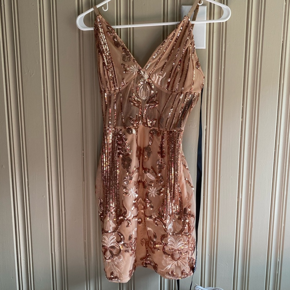 Pretty little thing rose gold mini dress